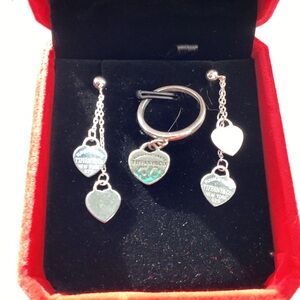 Tiffany & Co. Silver Heart Charm Jewelry Set